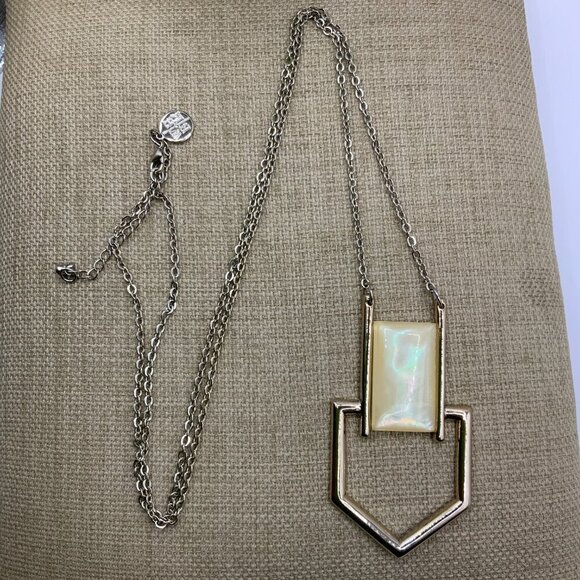 White House Black Market Gold Tone Yellow Enamel Pendant Long Chain Necklace - Picture 2 of 7